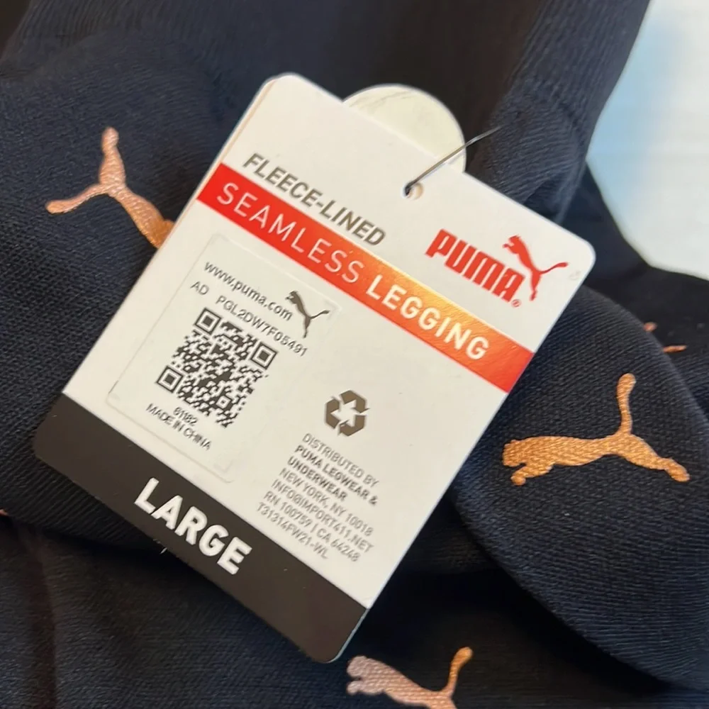 Puma Womens Black High Waist Fleece Lined Logo Print Seamless Legging - Picture 5 of 7